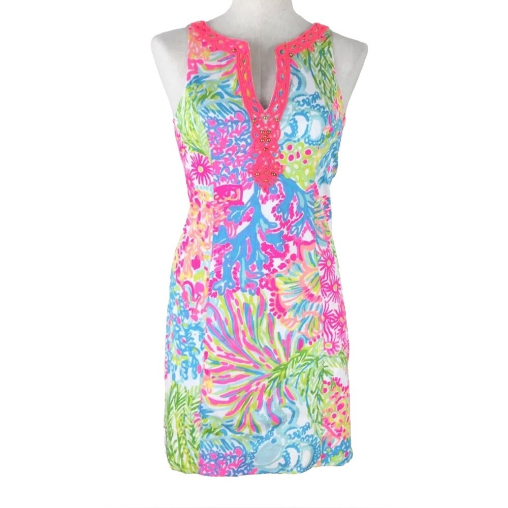 Lilly Pulitzer Ryder Shift Dress in the "Lovers Coral" print